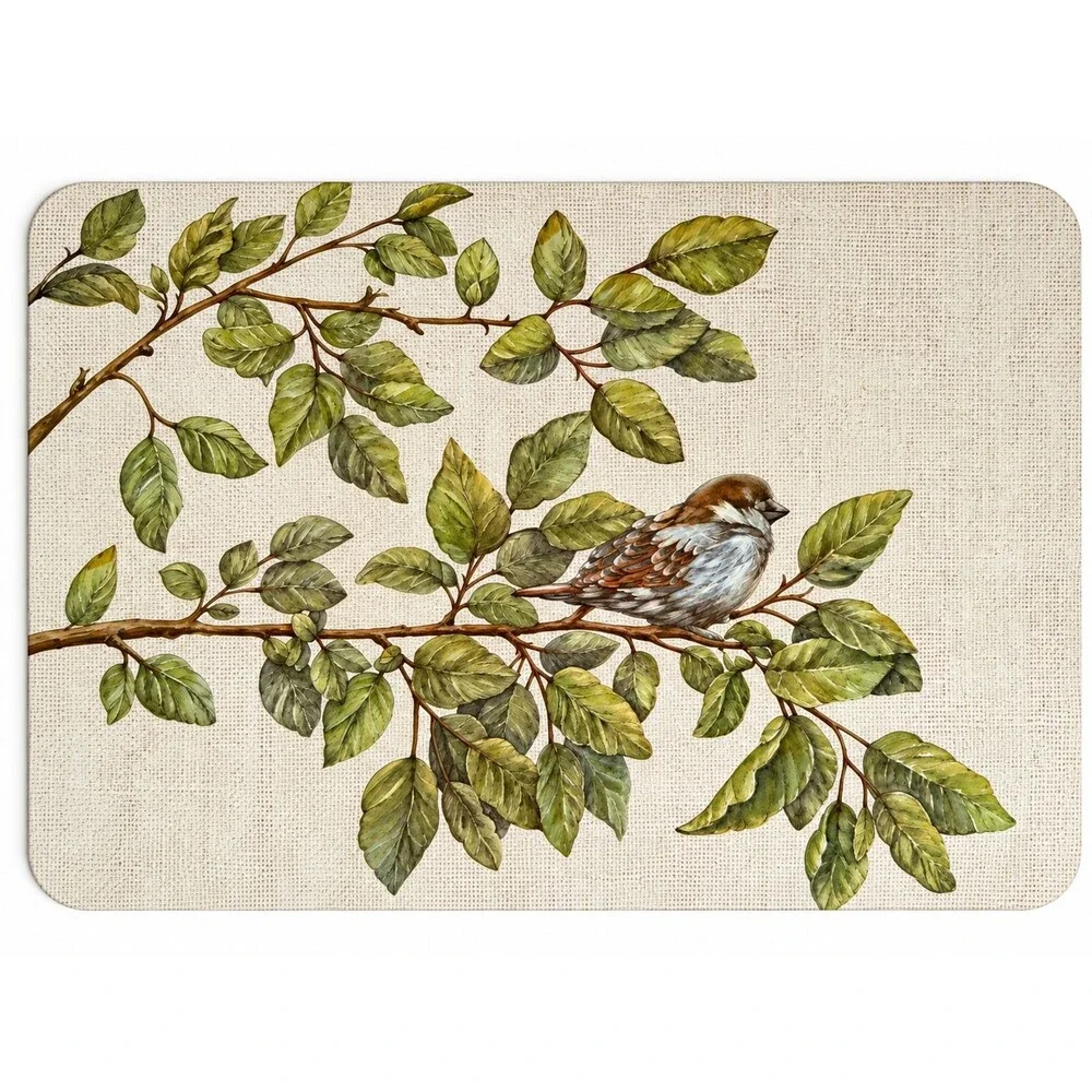 Bird Stripe Vinyl Placemats Set of 4 Summer Double Sided Reversible Wipe Clean